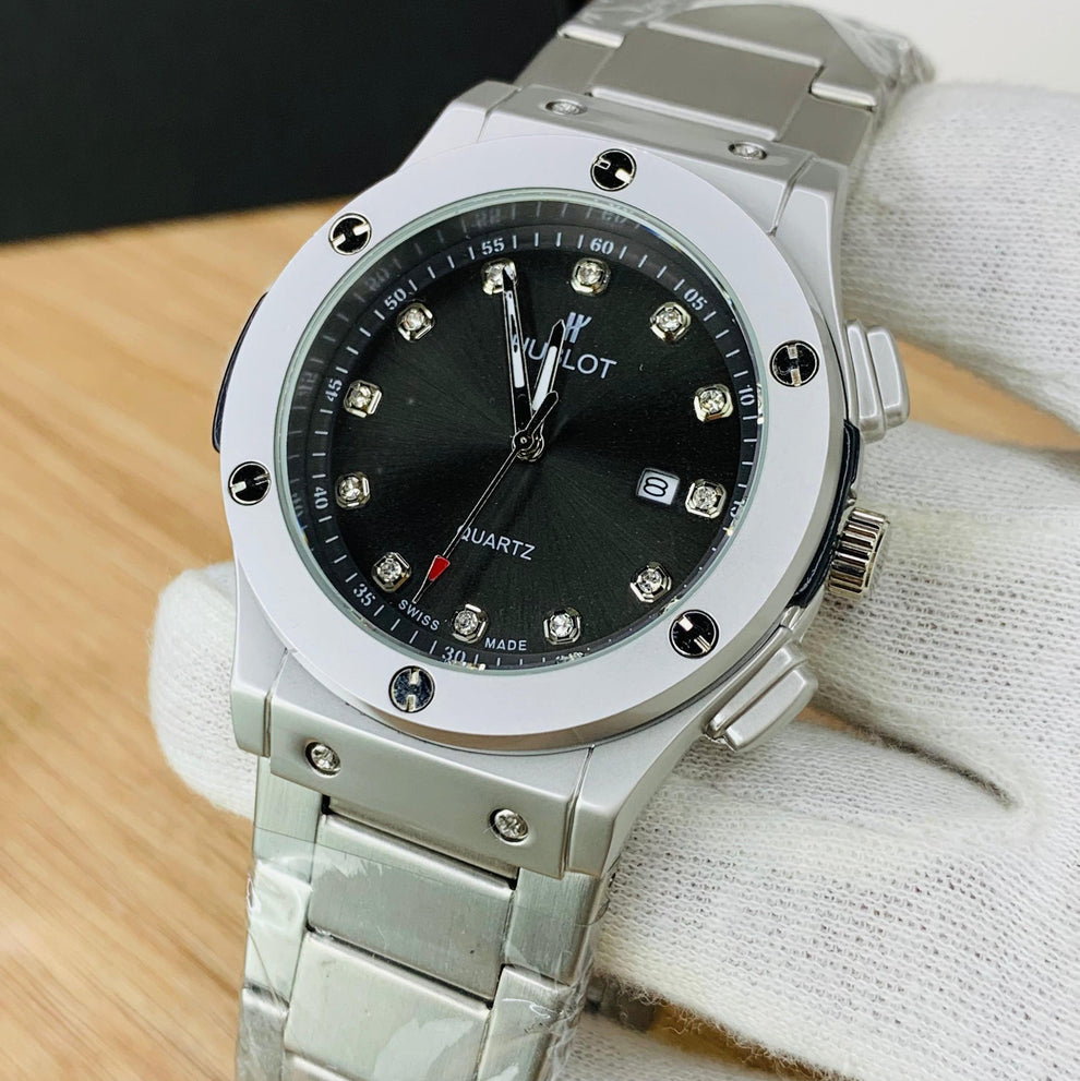 Hublot Diamond Cut Silver Chain Watch
