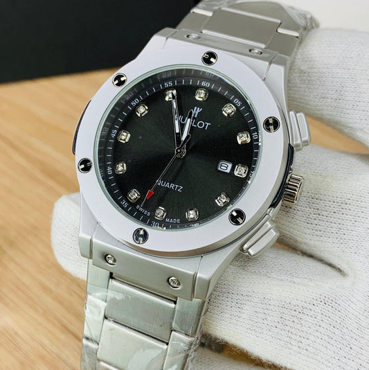 Hublot Diamond Cut Silver Chain Watch